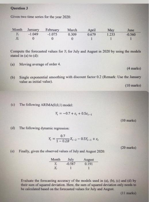 Solved Question 3 Given two time series for the year 2020: | Chegg.com