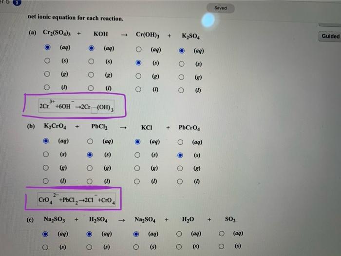 Solved Net Ionic Equation For Each Reaction. (a) | Chegg.com