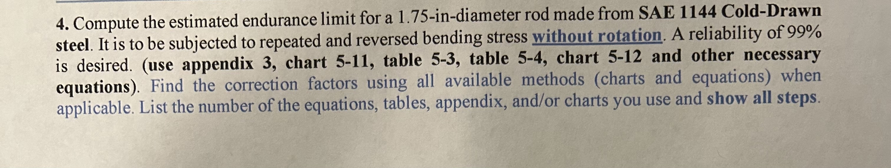 Solved Compute the estimated endurance limit for a | Chegg.com