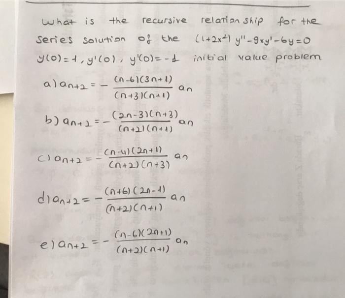 Solved What Is The Recursive Relationship For The Series Chegg Com