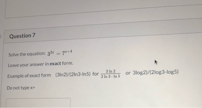 Solved Question 9 Give exact values for answers. Examples: | Chegg.com