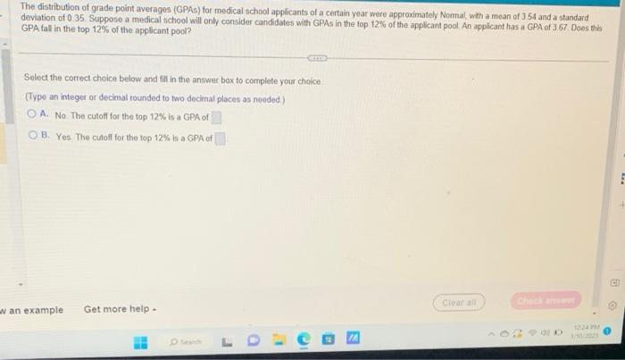Solved The distribution of grade point averages (GPAs) for | Chegg.com