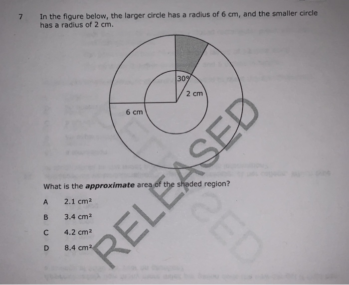 Solved 7 In the figure below, the larger circle has a radius | Chegg.com