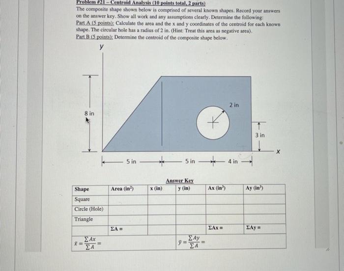 Solved Problem 21 - Centroid Analysis (10 points total, 2 | Chegg.com