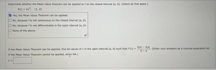 Solved Determine whether the Mean value theorem can be | Chegg.com