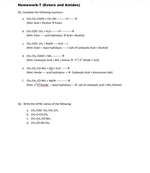 Solved Q1. Complete the following reactions:- a. | Chegg.com