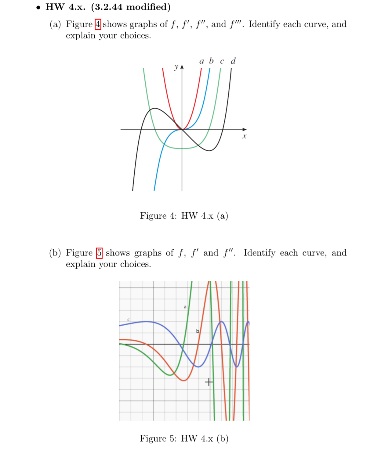 HW 4.x. (3.2.44 ﻿modified)(a) ﻿Figure 4 ﻿shows graphs | Chegg.com