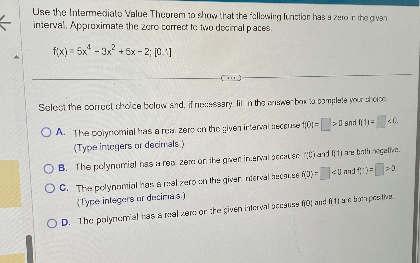 Solved Use the Intermediate Value Theorem to show that the | Chegg.com