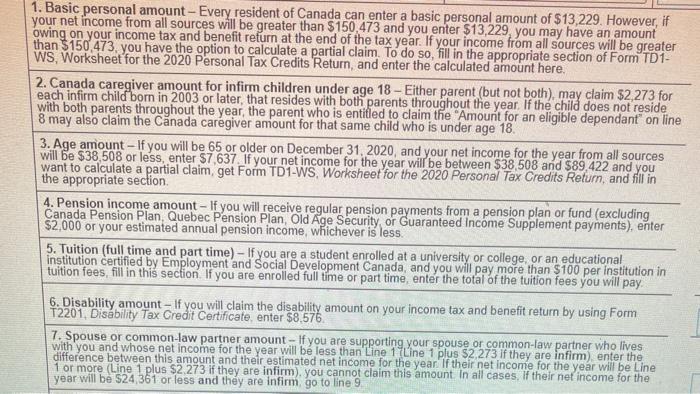 1. Basic personal amount - Every resident of Canada | Chegg.com