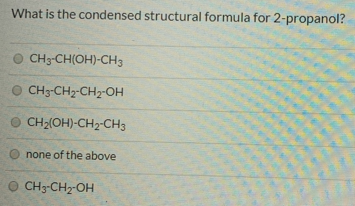 2 propanol structural formula