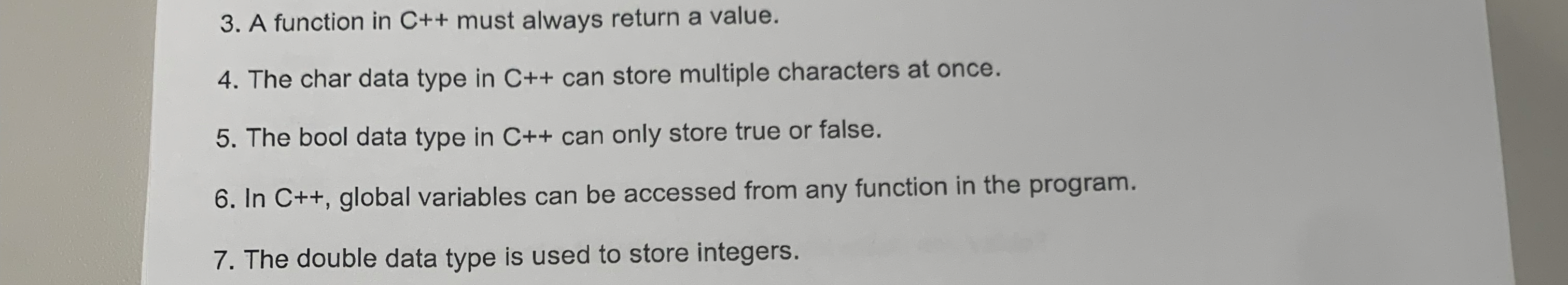 A function in C++ ﻿must always return a value.The | Chegg.com