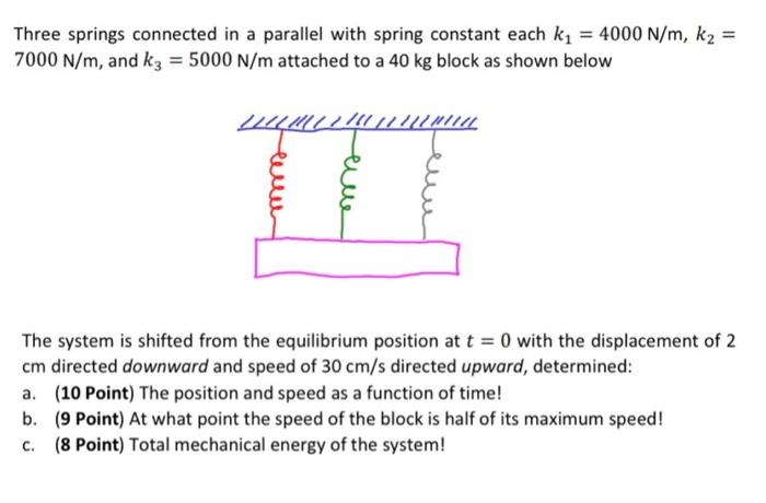 Solved Three springs connected in a parallel with spring | Chegg.com