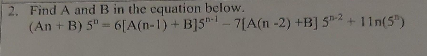 Solved Find A and B in the equation below. | Chegg.com