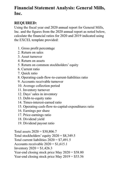 Financial Statement Analysis General Mills, Inc.