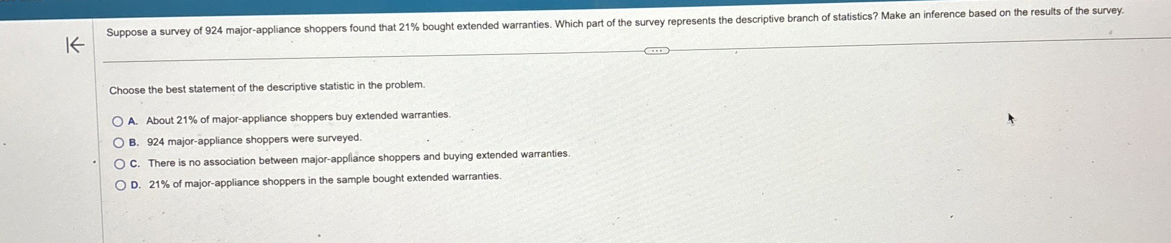 Solved Choose the best statement of the descriptive | Chegg.com