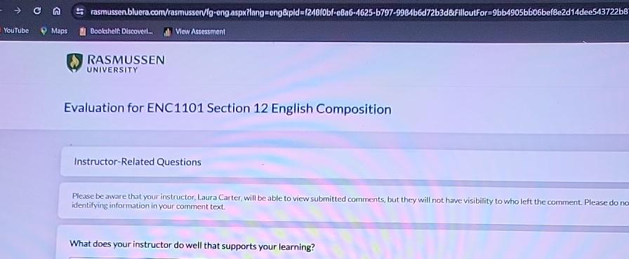 Solved Evaluation For ENC1101 ﻿Section 12 ﻿English | Chegg.com