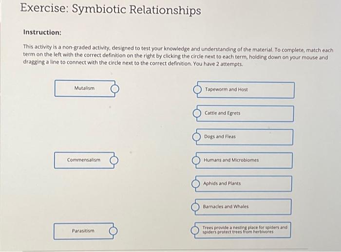 Solved Exercise: Symbiotic Relationships Instruction: This | Chegg.com