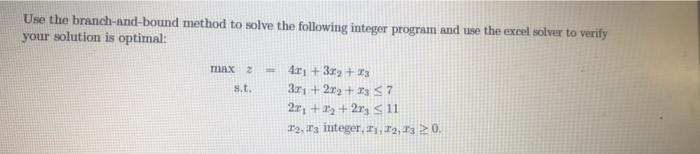 Solved Use the branch-and-bound method to solve the | Chegg.com