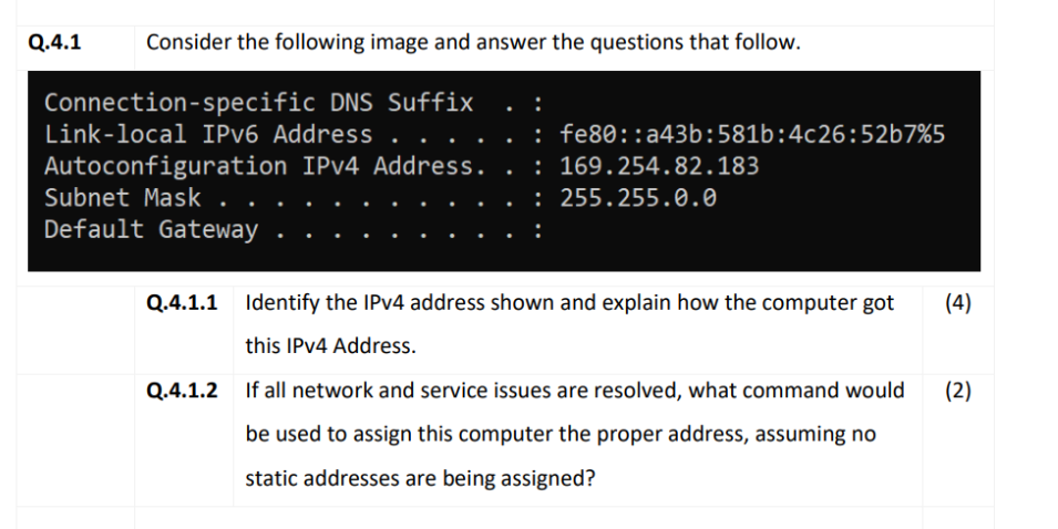 Solved Connection-specific DNS Suffix . : Link-local IPv6 | Chegg.com