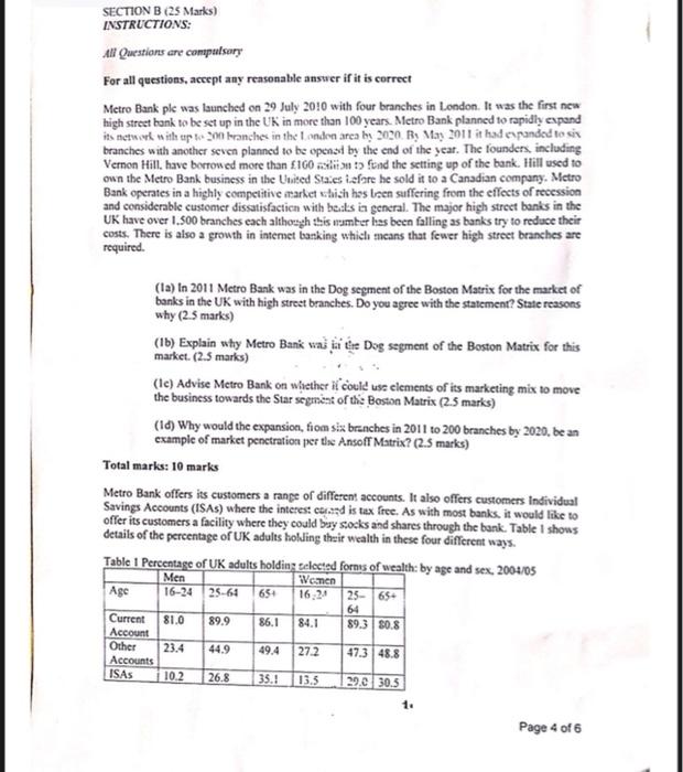 Solved SECTION B (25 Marks) INSTRUCTIONS: All Questions Are | Chegg.com