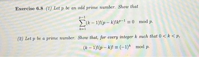 Solved Exercise 6 8 1 Let P Be An Odd Prime Number Show