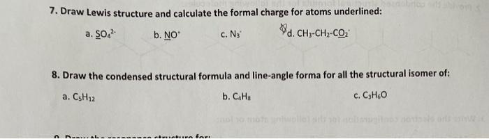 Solved 7. Draw Lewis structure and calculate the formal | Chegg.com