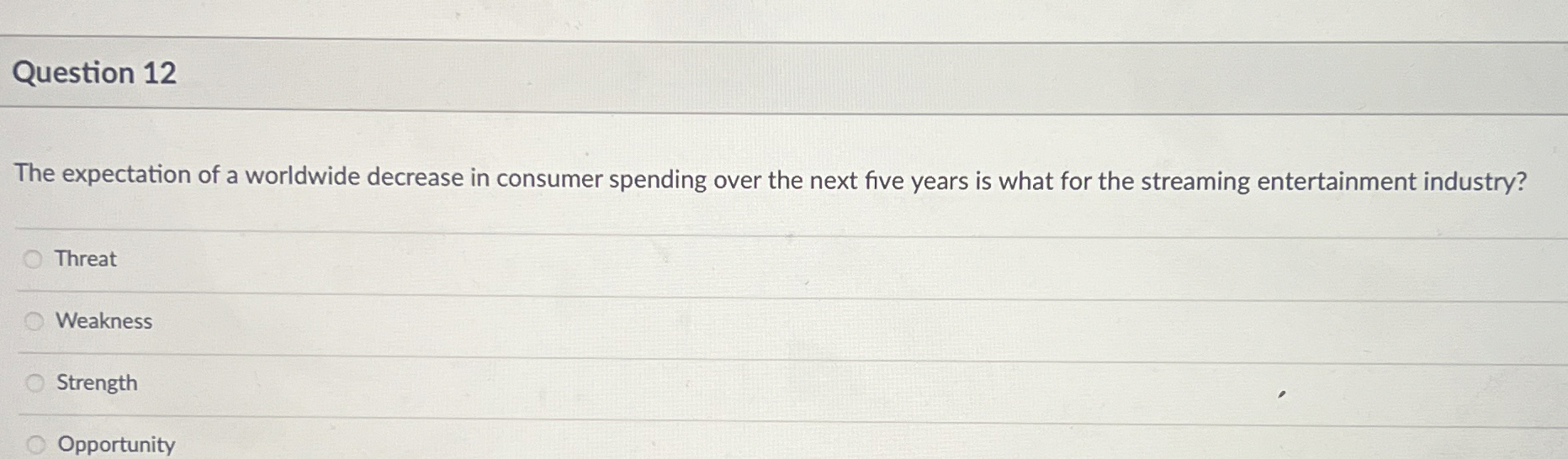Solved Question 12The expectation of a worldwide decrease in | Chegg.com