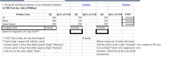 Solved Lname Fname 1 Nested If And Mixed Reference In Chegg Com