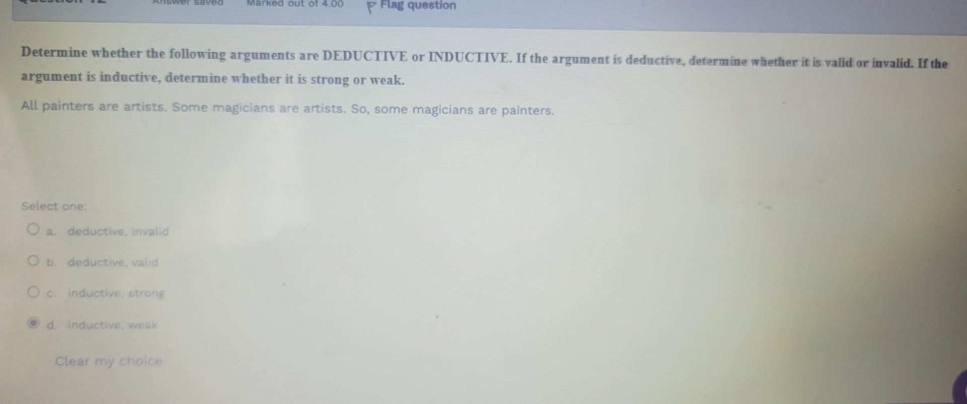 Solved Determine whether the following argument is DEDUCTIVE | Chegg.com