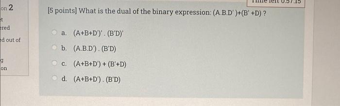 Solved 0.07.15 On 2 [5 Points) What Is The Dual Of The | Chegg.com