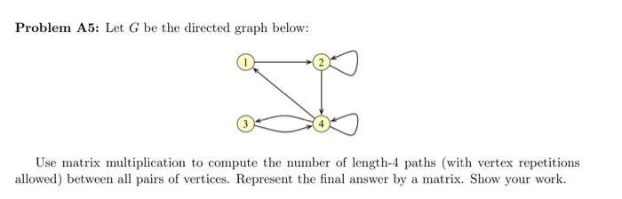 Solved Problem A5: Let G be the directed graph below: SI Use | Chegg.com