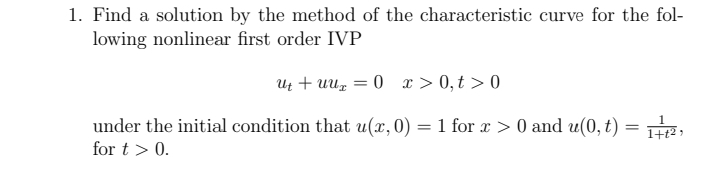 Solved Find a solution by the method of the characteristic | Chegg.com