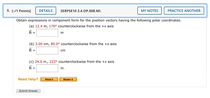 Solved 1. (-/1 Points) DETAILS SERPSE10 3.A.OP.021. MY NOTES | Chegg ...