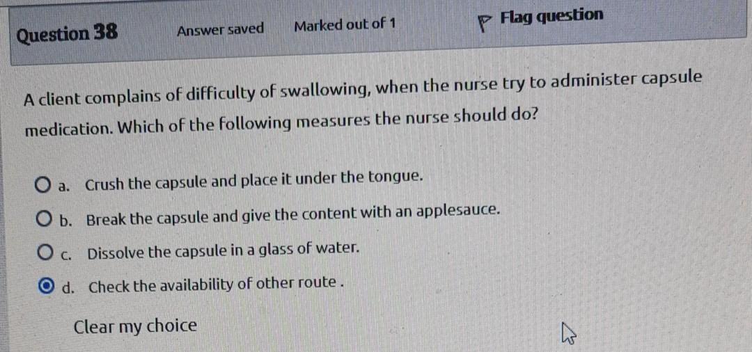 Solved Marked out of 1 p Flag question Answer saved Question | Chegg.com