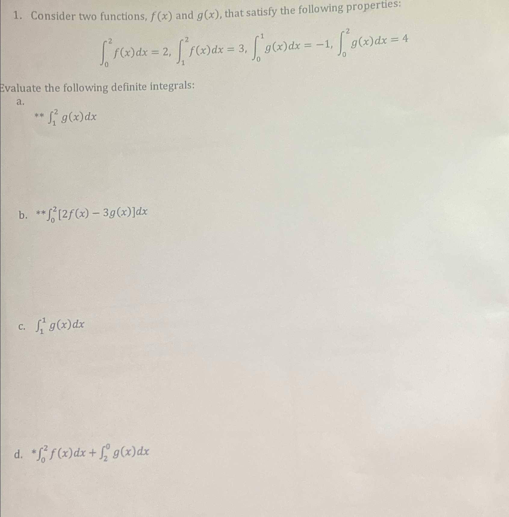 Solved I need help with this Calculus worksheet | Chegg.com