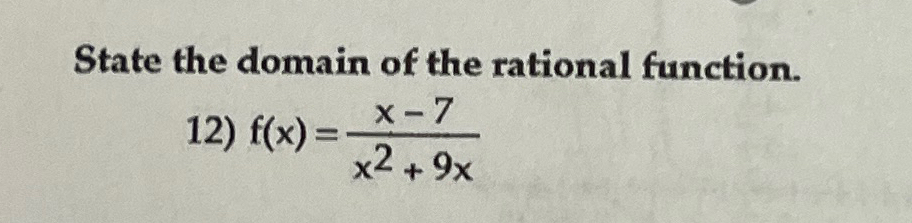 state the domain of the rational function f x