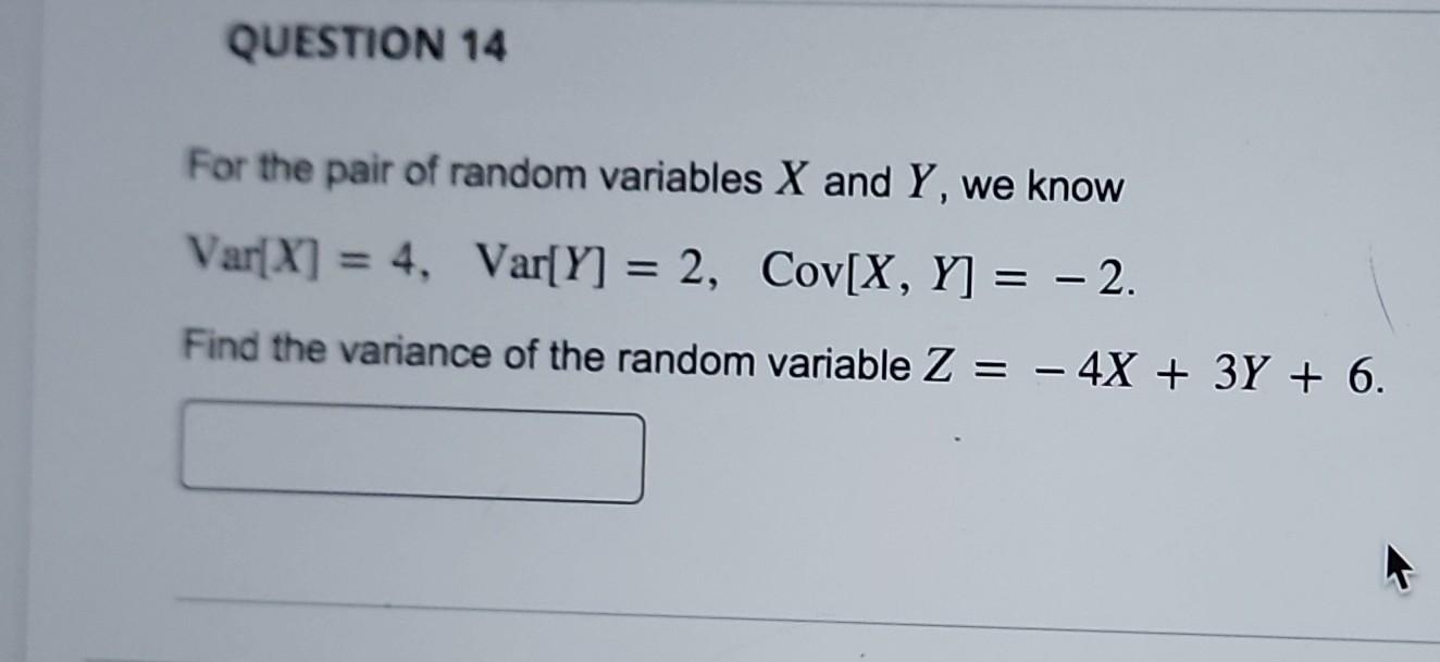 Solved For the pair of random variables X and Y, we know | Chegg.com