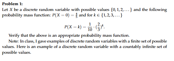 Solved Problem 1:Let x be ﻿a discrete random variable with | Chegg.com