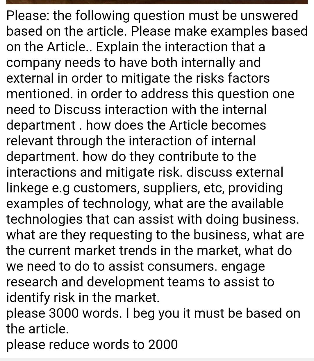 Please: the following question must be unswered based on the article. Please make examples based on the Article.. Explain the