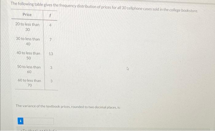 Solved The following table gives the frequency distribution | Chegg.com