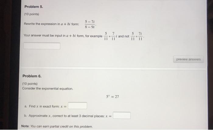 Solved Problem 5. (10 points) Rewrite the expression in a + | Chegg.com