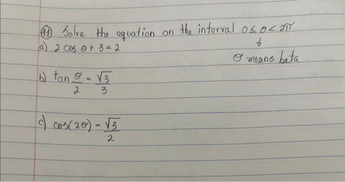 Solved (11) Solve the equation on the interval 0≤0