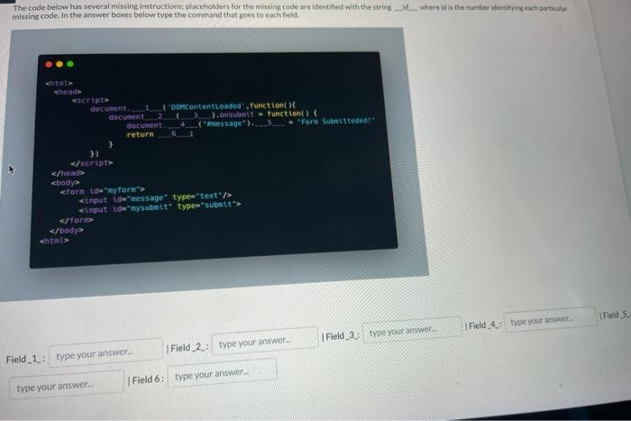 Solved The code below has several missing instructions | Chegg.com