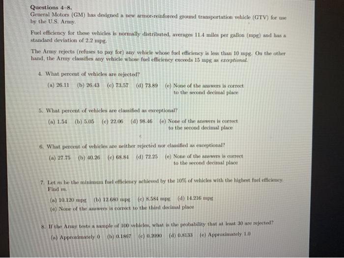 Solved Questions 4-8. General Motors (GM) has designed a new | Chegg.com