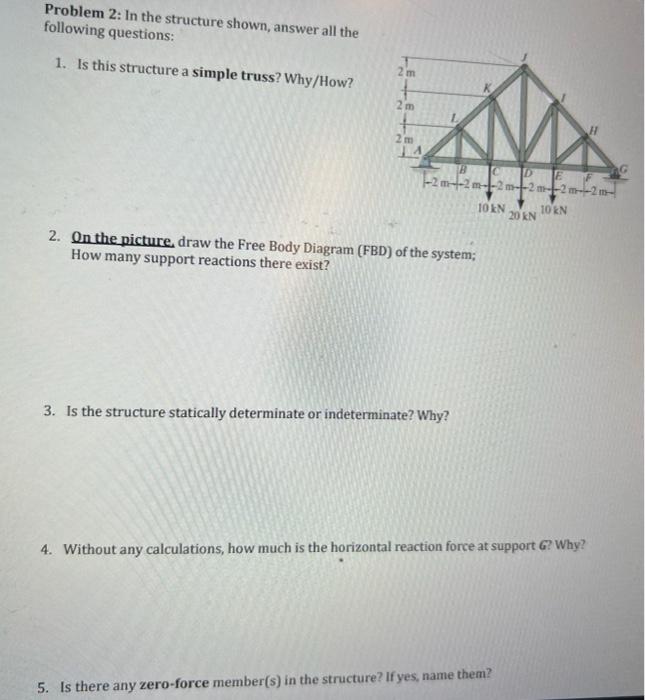 Solved Problem 2: In The Structure Shown, Answer All The | Chegg.com