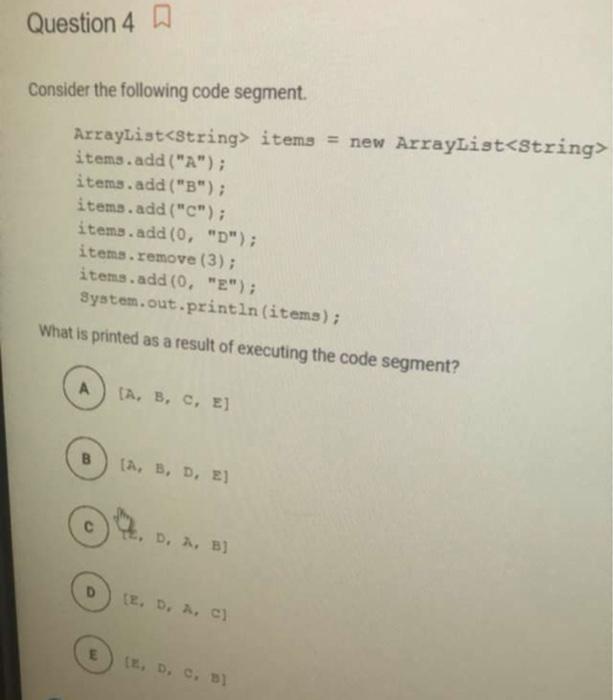 [solved] Consider The Following Code Segment Arraylist It