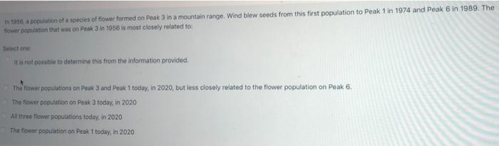 Solved 100 population of a species of flower formed on Peak | Chegg.com