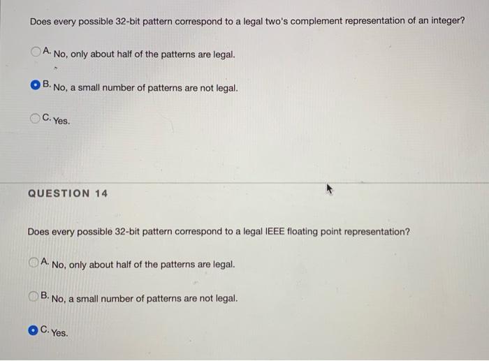 Solved Does every possible 32-bit pattern correspond to a | Chegg.com