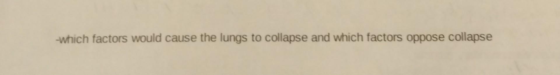 Solved -which factors would cause the lungs to collapse and | Chegg.com