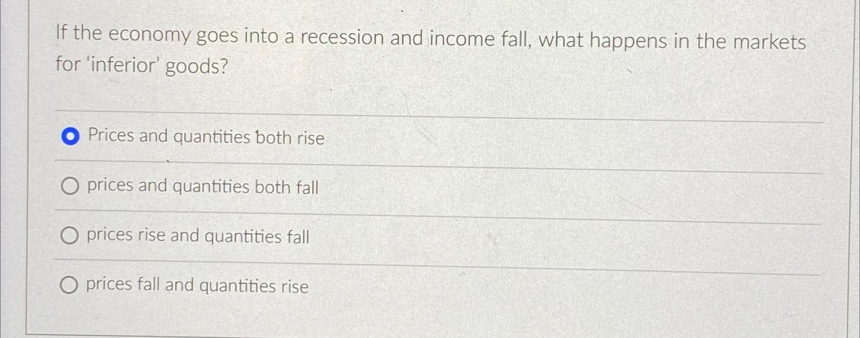 Solved If the economy goes into a recession and income fall, | Chegg.com